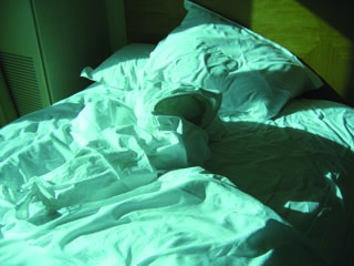 An unmade bed